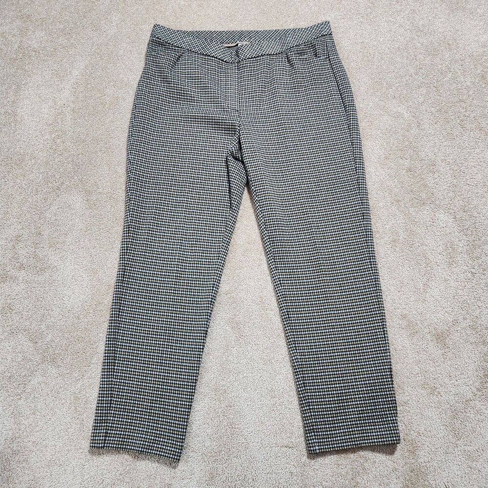 J. Jill Pants Women XL Brown Plaid Mid Rise Ponte Slim Leg Pull On